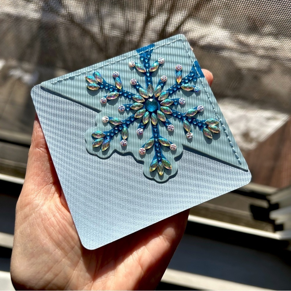 Diamond Art SNOWFLAKE 04 Corner Bookmark, Blue, White, Sparkly, Bling